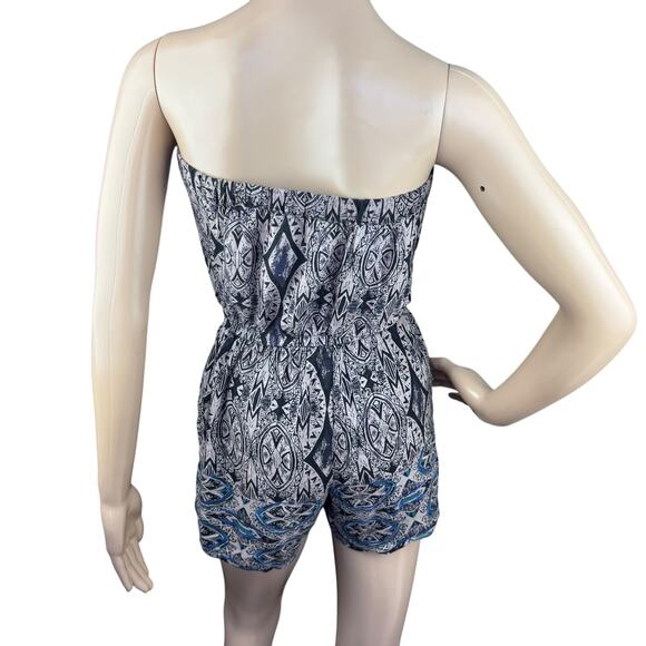 Forever 21 Women Tan Black Strapless Elastic Waist Romper Size S - Picture 8 of 9